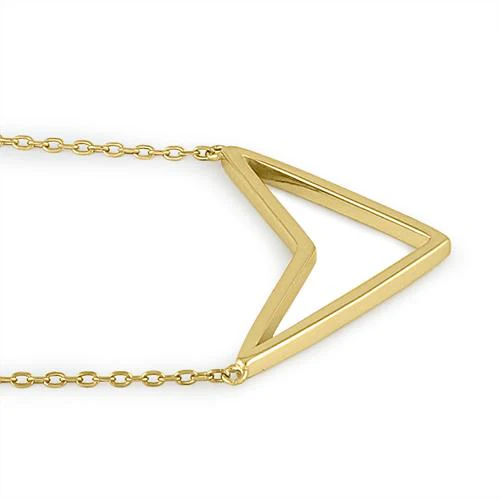 Sterling Silver Yellow Gold Plated Down Arrow Necklace - Image 4