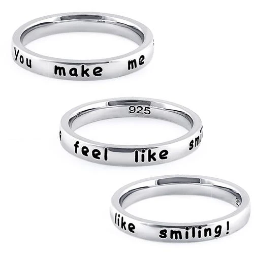 Sterling Silver "You make me feel like smiling!" Ring - Image 4
